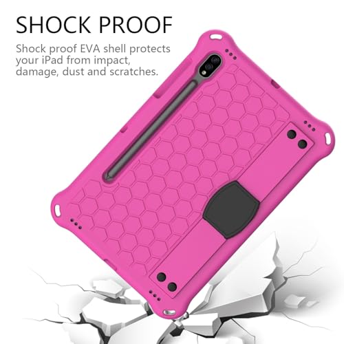 Protection antichoc Samsung Tab S9 FE antichoc anti-chute rose avec sangle épaule