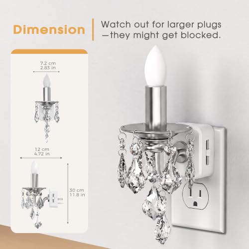 Image of Briignite Chandelier Night Lights Plug into Wall,Dusk to Dawn Sensor,Amber
