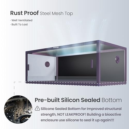 Image of Phailozoo Stackable Reptile Enclosure, 85 Gallon Reptile Tank for Bearded Dragon, Snake, Ball Python, Colorful Aluminum Frame & Front Opening Tempered Glass Door with Handles for Easy Maintenance