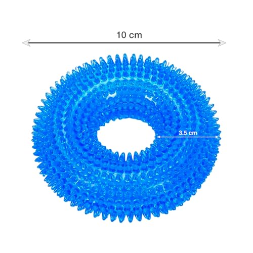 Image of Squeaky Ring Toy|Non- Toxic and Durable Squeaky Ring Shaped Ring Toy |Soft Natural Rubber Toy for Chewing and Dentle Cleaning (Blue, Size Small)
