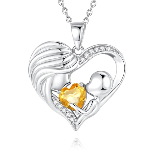 FANCIME Mom Birthstone Necklace Citrine...
