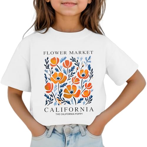 California Poppy Shirt Cute Shirts for Girls Flower Floral Wildflower T Shirt Graphic Tees Short Sleeve Summer Tops