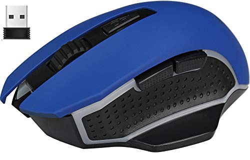 Wireless Computer Mouse,Upgrade 2.4G Cordless Noiseless Mouse with USB Receiver, Portable Mobile Mouse Optical Office Mice,4-Level DPI, 6 Buttons for Notebook, PC, Laptop,Computer,MacBook (Blue)