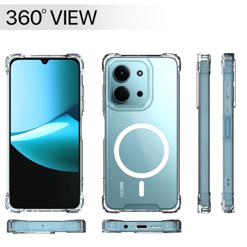 Image of Pikkme Back Cover for Redmi 15c 5G Mag-Safe Shockproof PC + TPU Protective Case Magnetic Support Bumper Case (Transparent Mag-Safe)