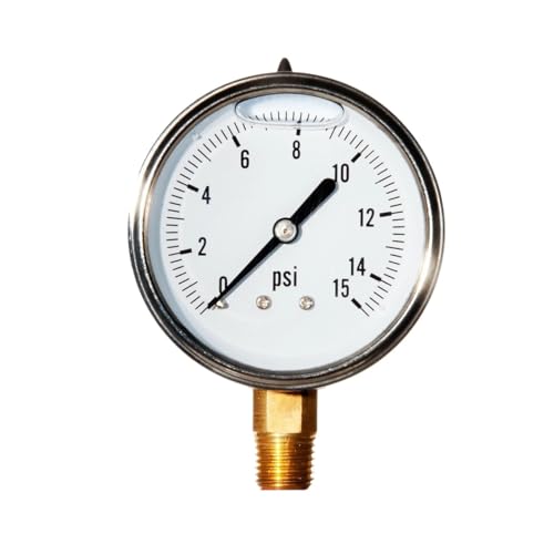Manomètre 0-15 PSI fini les aiguilles instables boîtier acier inoxydable 2,5 pouces 1/4 NPT