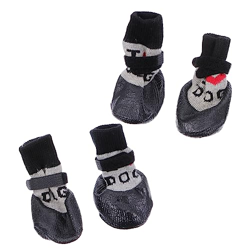 ifundom 4 Pares De Calcetines Antideslizantes De Lana para Perros Calcetines para Mascotas Suministros para Mascotas Botas Antideslizantes para Perros Calcetines para Perros