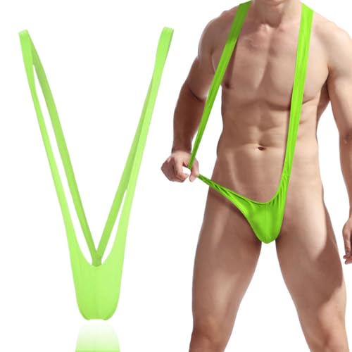 Men’s High-Waisted Party Briefs, Stretchable Green Underwear (One Size)