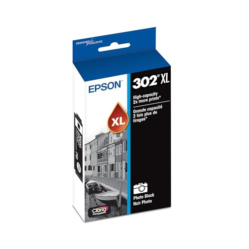 Image of Epson 302 Claria Premium Ink High Capacity Photo Black Cartridge (T302XL120-S) Works with Expression XP-6000, 6100
