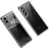 Galaxy S21 Ultra 5G クリアケース/カバー メッキ TPU スリム シンプル ケース サムスン ギャラクシー S21ウルトラ 透明ソフトケース[Galaxy S21 Ultra 5G(ブラック)]
