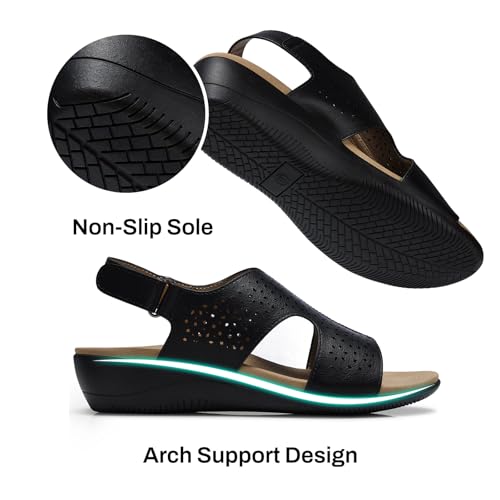 SHIBEVER Women's Flat Sandals Comfortable Dressy Arch Support Orthopedic Open Toe Summer Walking Women Sandals3
