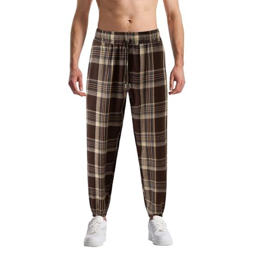 Pajama Pants For Men Comfort Drawstring Plaid Pj Pants Relaxed Fit Comfortable Elastic Flannel Pj Bottoms With Pockets2
