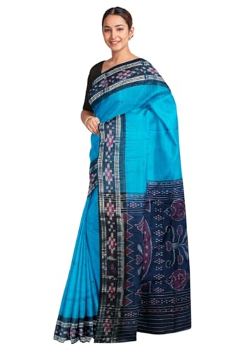 Image of COTTONSILK & KHANDUAPATA Odisha Sambalpuri Handloom Ikat Women Cotton Saree, Odisha Handloom Handmade Pure Cotton Khandua Saree, Ikkat Orissa Traditional Handloom Saree Without Blouse 430