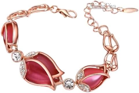 Shining Diva Fashion Latest Stylish Rose Gold Austrian Crystal Bracelet for Women and Girls (11943b), free