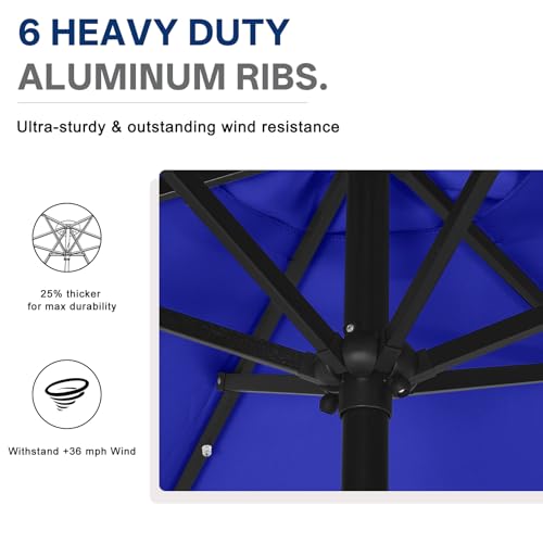 Image of ABCCANOPY Durable Solar Led Patio Umbrellas with 24LED Lights 7.5FT (Royal Blue)