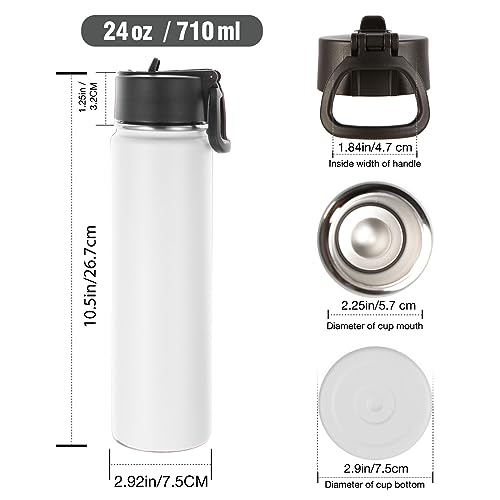 Volhoply 24oz Insulated Water Bottle With Straw Bulk 8 Pack,Metal Wide Mouth Water Bottles With Handle Keep Cold,Reusable Double Wall Cups,Powder Coated Sport Bottle For Holder(Eight Color,8 count) - Image 4