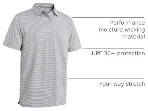 Image of Men's Golf Polo Shirts Short Sleeve Striped Performance Moisture Wicking Dry Fit Golf Shirts for Men