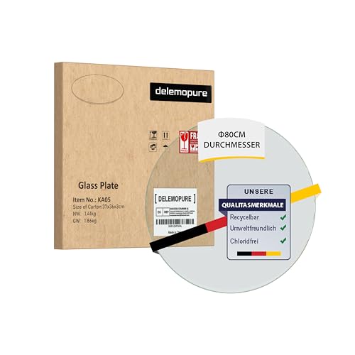 Glasplatte Rund Ø 80cm Durchmesser Transparent - Glasscheibe aus gehärtetem Tischplatte aus Sicherheitsglas Glas - Ideal als DIY Glastisch Tisch Glas Platte