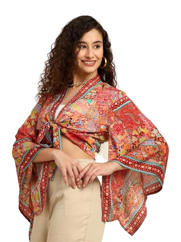 Image of KE Kanha Exports top for Women Stylish Western | wrap Tops for Woman | Perfect on Jeans Tops for Woman | Summer top | Beach Outfits Dress for Women Stylish(Crimesion Pink-Japanes-10586)