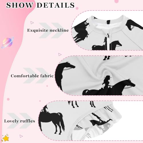 Girls One Piece Swimsuits Quick Dry Rash Guard Bathing Suits with Zipper UPF 50 Long Sleeve Swimwear 3-12Y4