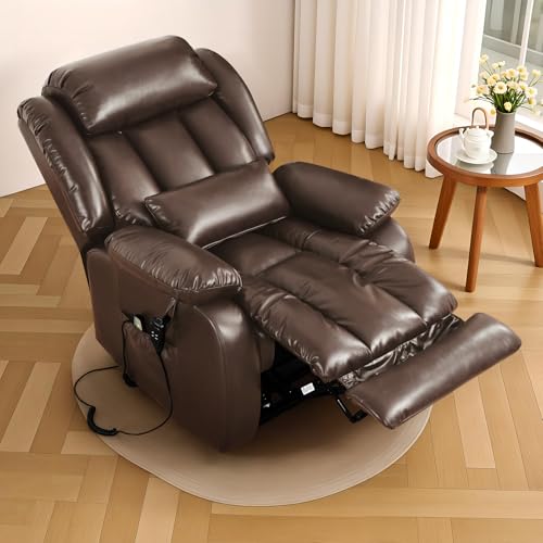 Image of Infinite Position Lay Flat Power Lift Recliner Chair for Elderly, Brown
