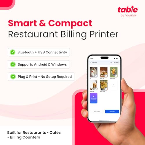 Image of Table 2-Inch Bluetooth & USB Thermal Billing Printer | POS Receipt Printer for Restaurants with 3-Month Billing Software License
