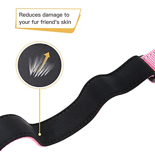 Image of HEELE Dog Collar, Reflective Dog Collar, Soft Neoprene Padded Breathable Nylon Pet Collar Adjustable for Small Dogs Puppy, Pink, XS(7.87-11.81 inch)