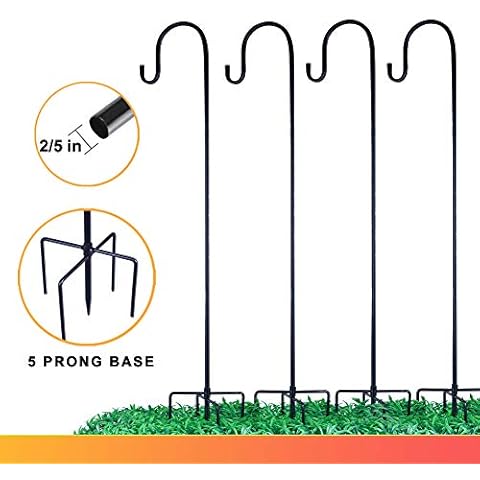 XDW-GIFTS Shepherd-Hooks Adjustable for Bird-Feeder Lantern Plant-Hook Garden-Stake (4) Cover