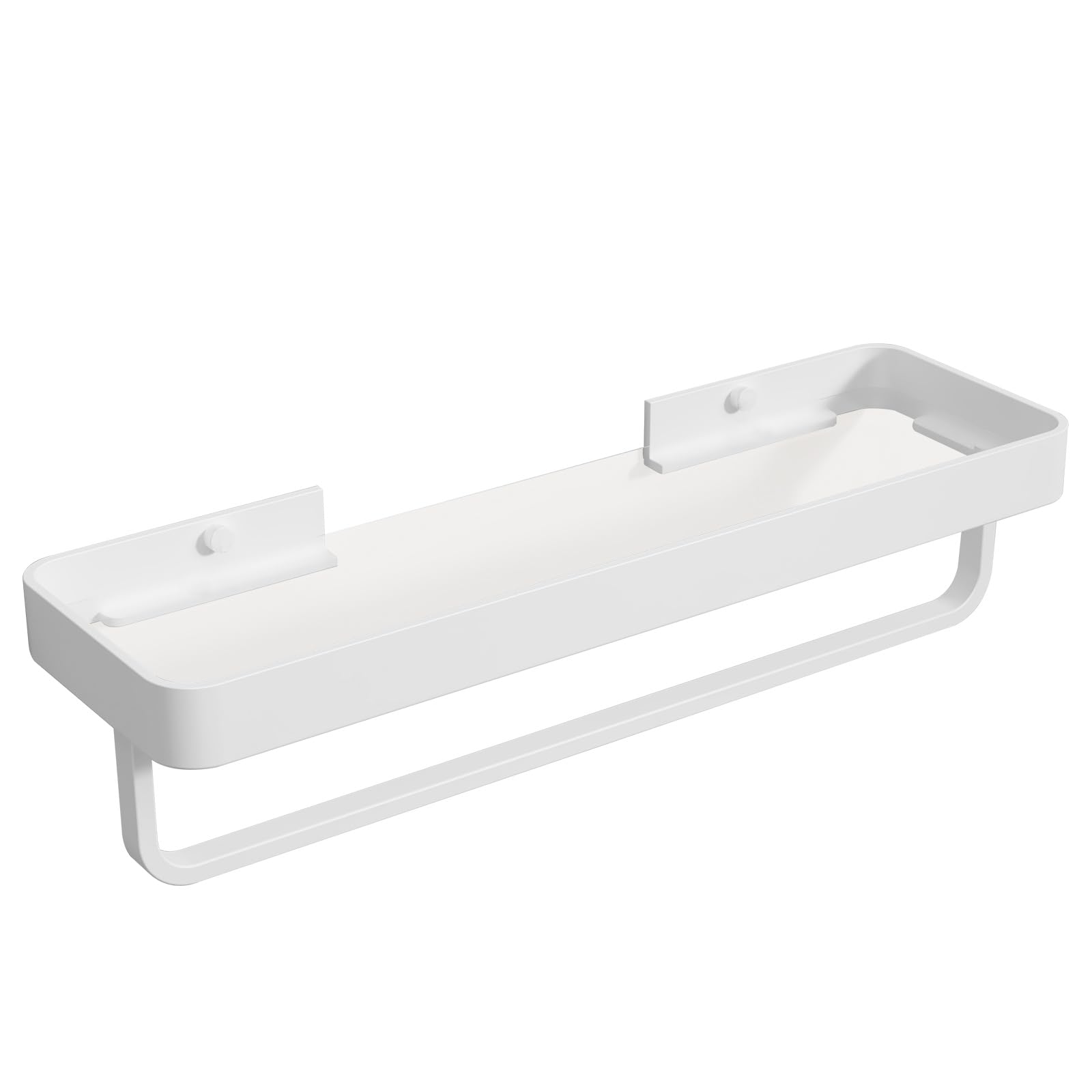 Danpoo 16 Inch Long Floating Bathroom Shelf with Towel Bar, Clear Tempered Glass