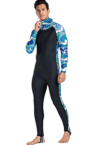 Cokarsey Men's Hooded UV Protection One Piece Full Skin Suit Swimsuit