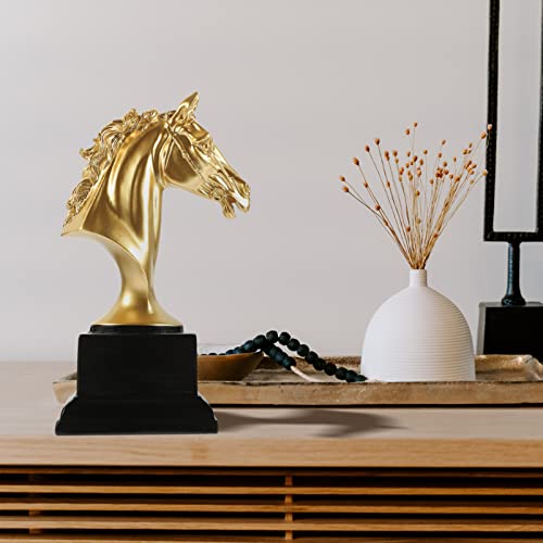Escultura Cabeza de Caballo Dorada en Resina 19X9.5X7 cm miniatura 4