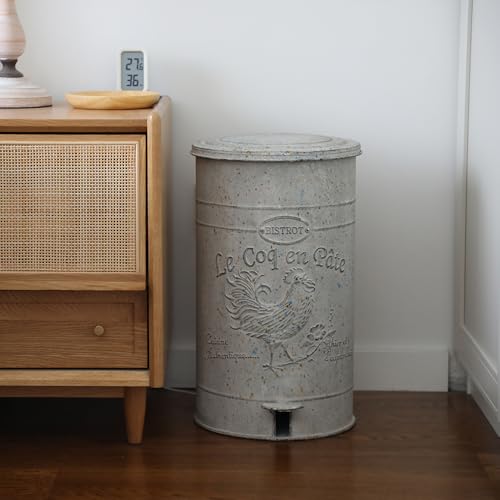 Image of Outdoor Dog Poop Trash Can with Lid-15L /4 Gal,Commercial Outdoor Retro Metal Garbage Can with Foot Pedal,Perfect for Shopping Mall,Office,Pets Park,Backyard
