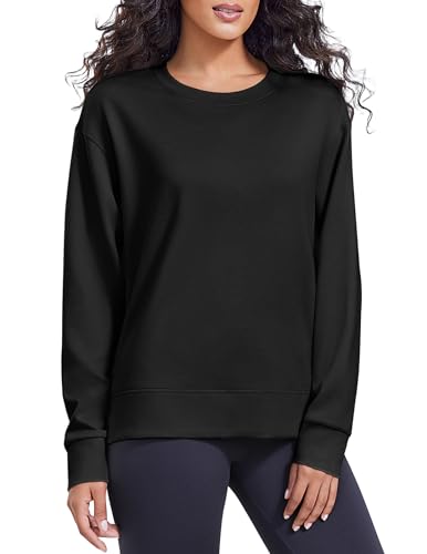 PINSPARK Soft Crewneck Sweatshirt for Women Long Sleeve Lightweight Pullover Yoga Casual Sweatshirts Fall Fashion 2025