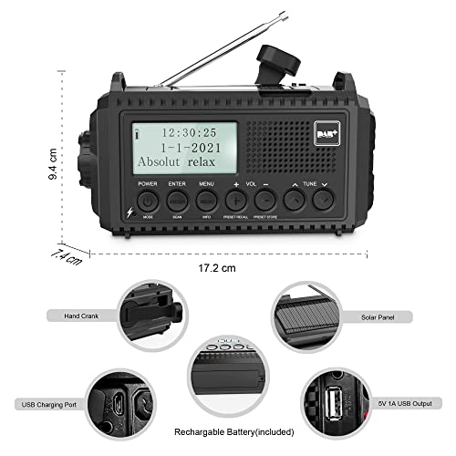 DAB/DAB+/UKW Digitalradio mit Eingebaute 5000mAh Akku Solar Radio Notfallradio mit USB Handyladefunktion Camping Radio… - Image 4