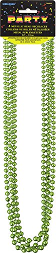 Metallic Lime Green Mardi Gras Beads, 4ct
