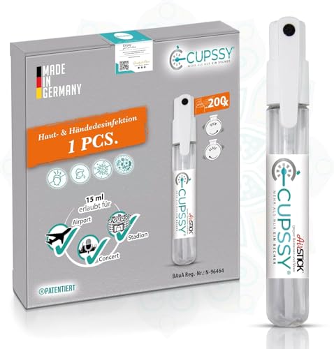 Desinfectante de viaje para manos y superficie, Gadgets de viaje, Ideal para Avion Tren Coche, Desinfecta 99% antibacteriano, agradable y suave, Cupssy AirStick 15ml (Airstick, Unidades)