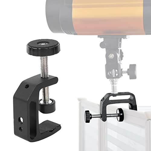 C Clamp Mount, Aluminium Alloy Black C Clamp Camera Clamp Mount Fixed Desktop Bracket Monitor Mount Workstation System for Flashlight Camera Tripod Photography