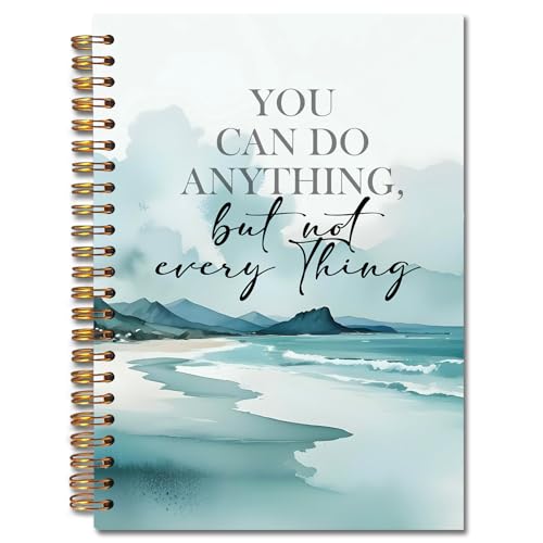 Exqcom Seaside Spiral Notebook Motivational Quote 5.5x8.3