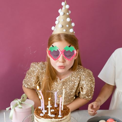 GALPADA 8 Pairs Strawberry Sunglasses Kids Bulk, Cute Glasses Strawberry Party Favors, Strawberry Photoshoot Props3