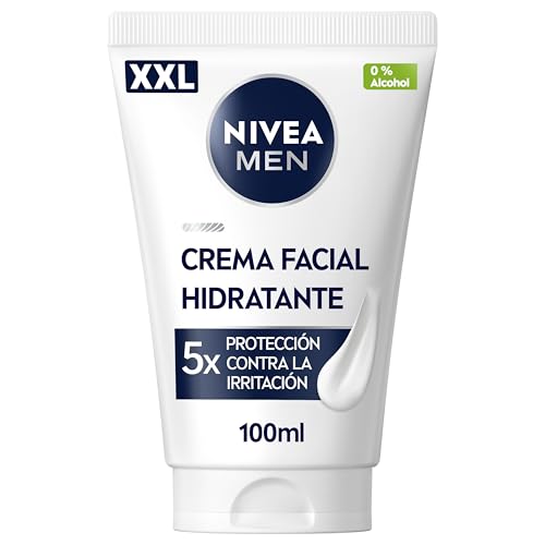 NIVEA MEN Hydrocare Sensitive XXL - Crema Hidratante Facial - Cuidado Facial de Hombre - 24h de Hidratación - Vitamina E, Camomila y Provitamina B5-5x Efecto Anti Irritación - Piel Sensible - 100 ml