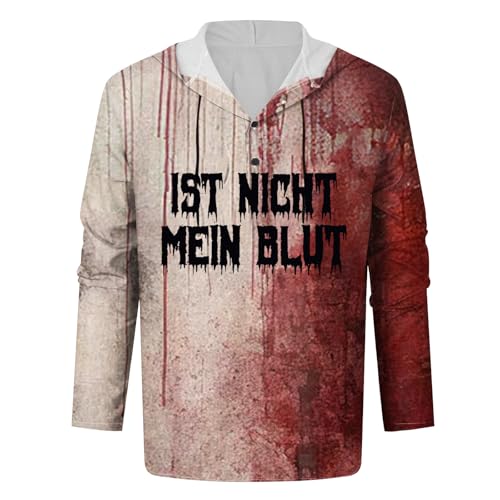 Halloween sangrientas manos camisa Halloween camisa hombre manga larga espeluznante tira de botones jersey mascarada manga larga tops cosplay carnaval camiseta Halloween disfraz hombre camisa, C-hot