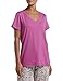 HUE Womens Short Sleeve V-neck Sleep Tee Pajama Top, Passion Pink, Small