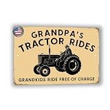 8x12 Grandparent Sign - 'Grandpa's Tractor Rides, Grandkids Ride Free of Charge' - Humorous Indoor/Outdoor Wall Decor