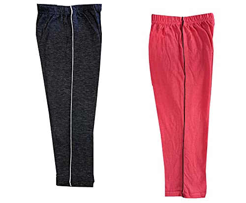 Image of indi weaves Girls Cotton Solid Capri 3 /4th Leggings (Pack of 2)