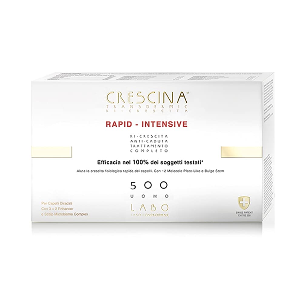 LABO Crescina Transdermic RAPID-INTENSIVE Doppio Trattamento Anticaduta e Ricrescita 500 Uomo 20+20 Fiale Lozione