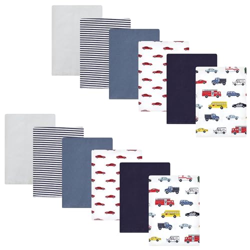 Image of Hudson Baby Unisex Baby Cotton Flannel Burp Cloths Bundle, Going Places, One Size