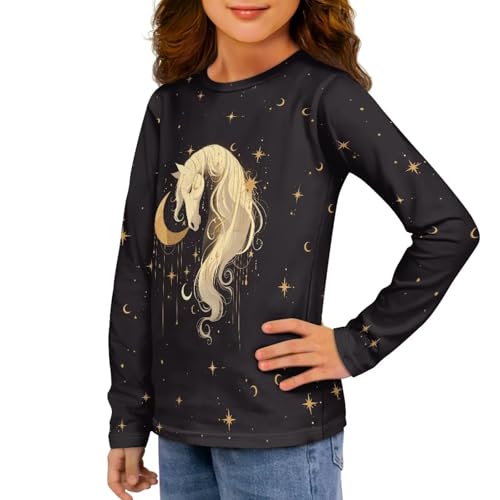 Image of Girls Long Sleeve T Shirt Cute Cartoon Crewneck Shirt for Kids 3-16Y Fall Winter Clothes