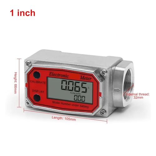 Medidor de flujo digital para líquidos con rosca de 1 pulgada y pantalla 3