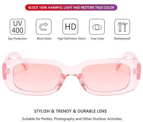 Image of IFLASH Rectangle Sunglasses for Women Retro Driving Glasses 90s Vintage Fashion Narrow Square Frame UV400 Protection Glasse