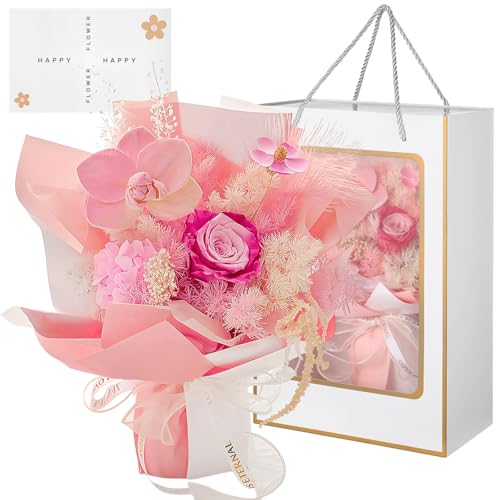 Preserved Flowers Bouquet for Women, Eternal Flower Bouquet in Present