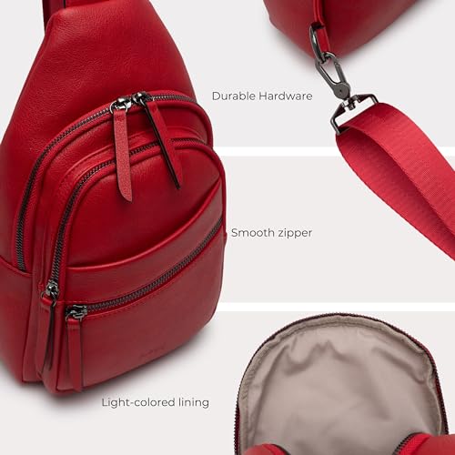 Image of Alldaily Large Sling Bag for Women Crossbody Purse Leather Fashionable Trendy Chest Bag for Travel, Fanny Pack (Red)